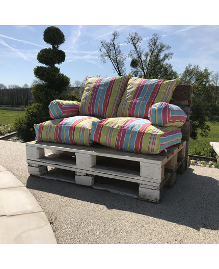 Coussin palette rayures rose