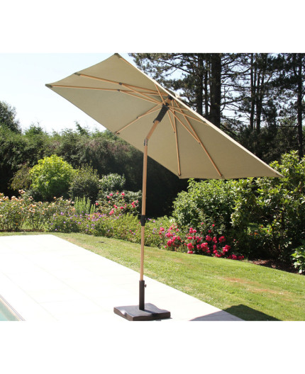 Parasol droit 2,4m effet bois vert sauge