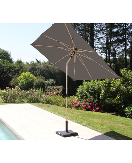 Parasol droit 2,4m effet bois anthracite