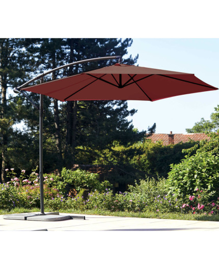 Parasol déporté diam 3m bordeaux
